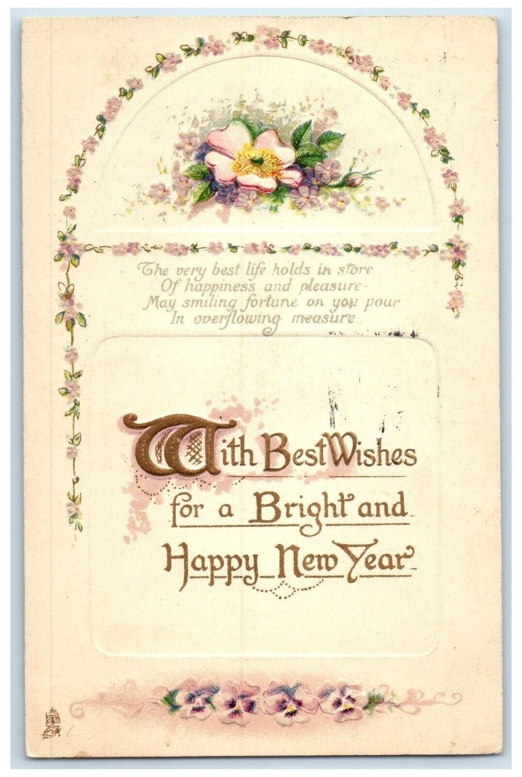 1913 New Year Flowers Embossed Salt Lake City Utah UT Posted Antique Postcard