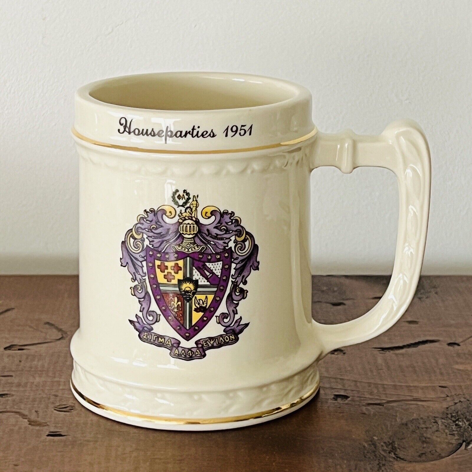 1951 SAE Sigma Alpha Epsilon Fraternity Houseparties Vintage Stein Mug Balfour