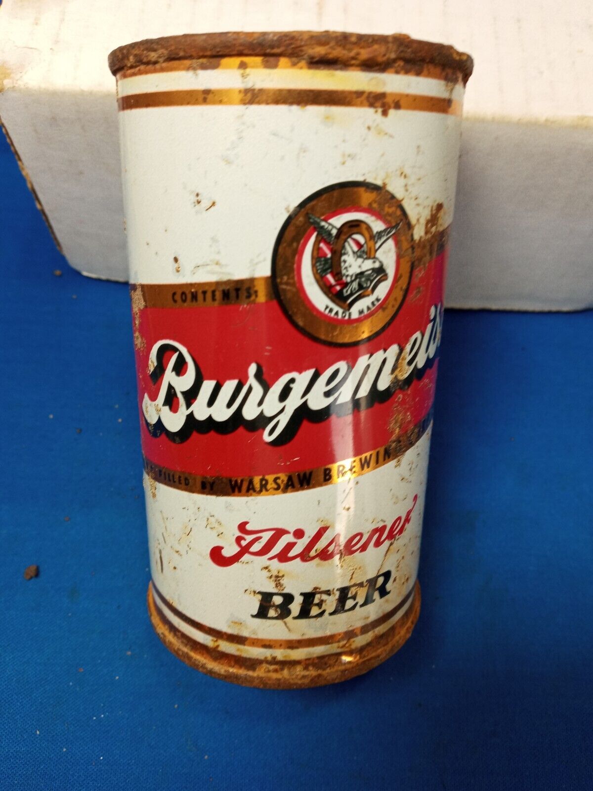 Burgemeister    flat top beer can , Warsaw Ill  Empty can