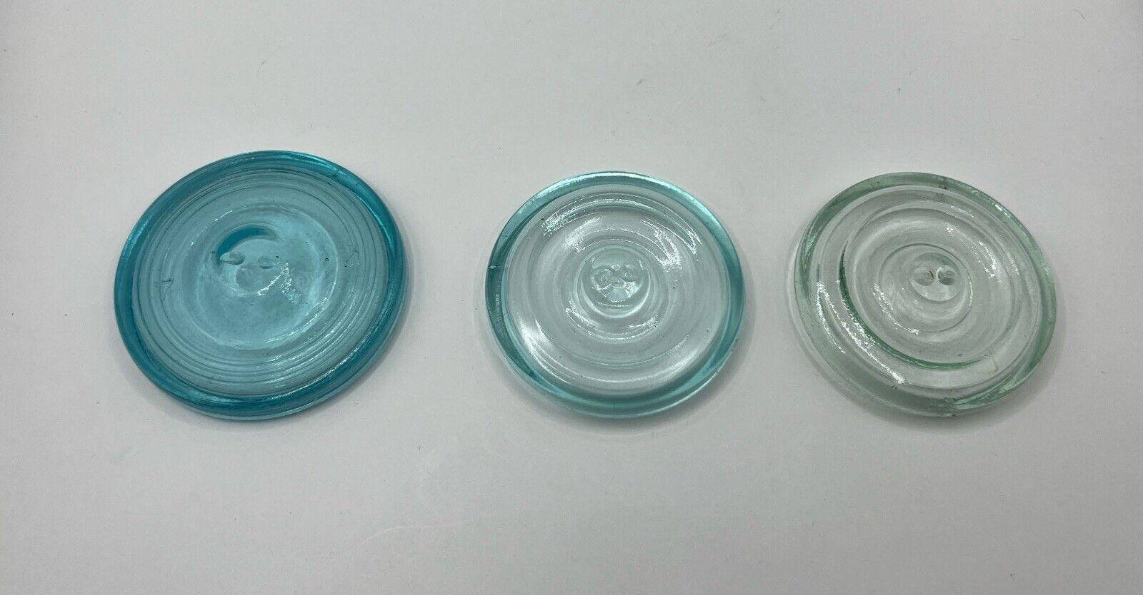Lot of 3 Vintage Aqua Glass Canning Lids