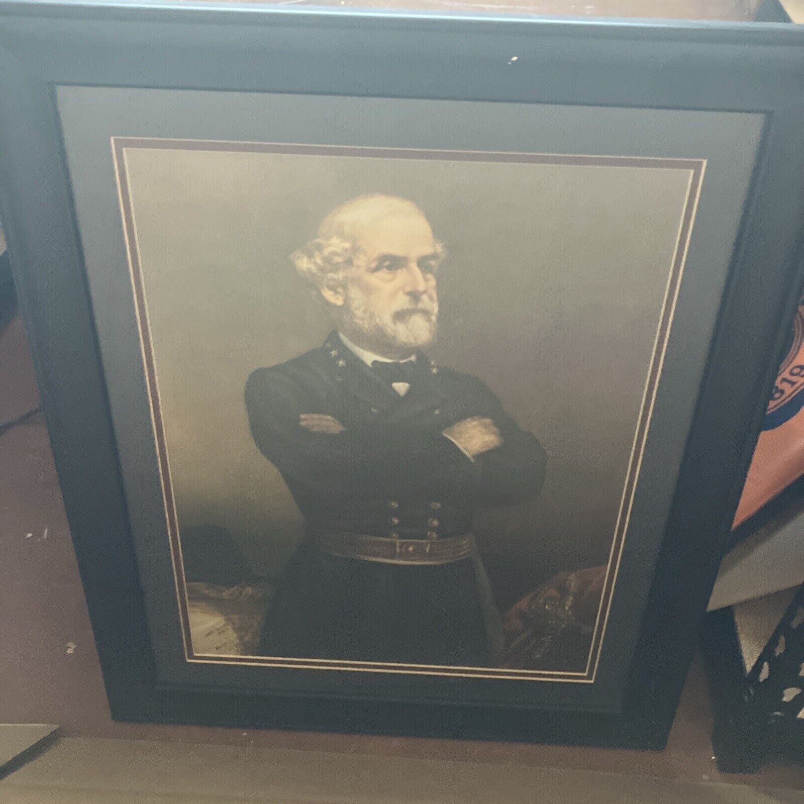 General Robert E Lee 19x23.5 Wood Framed Under Glass Matted Lee Print Rare Pic’s