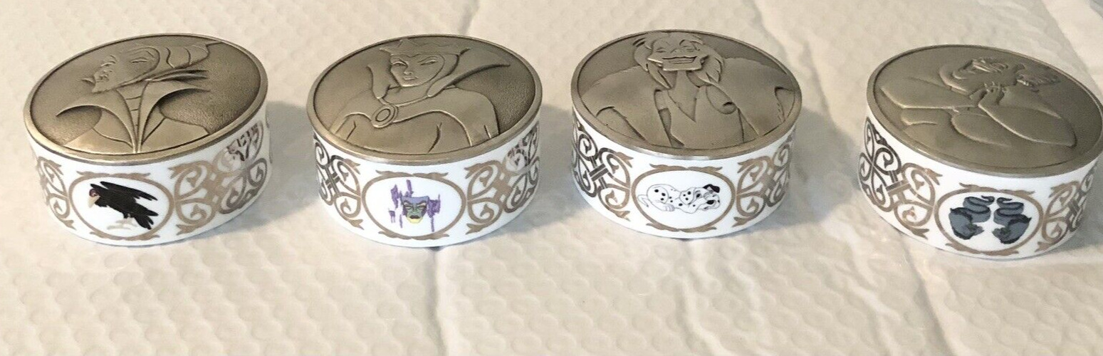 Disney Villain Porcelain Bone China Trinket Box Set of 4 w/ Pewter Lids Gallery