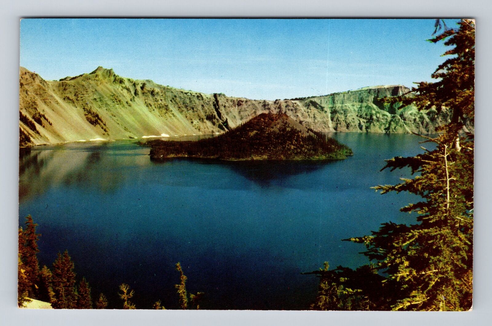 Crater Lake National Park, Wizard Island, Crater Lake, Vintage Postcard