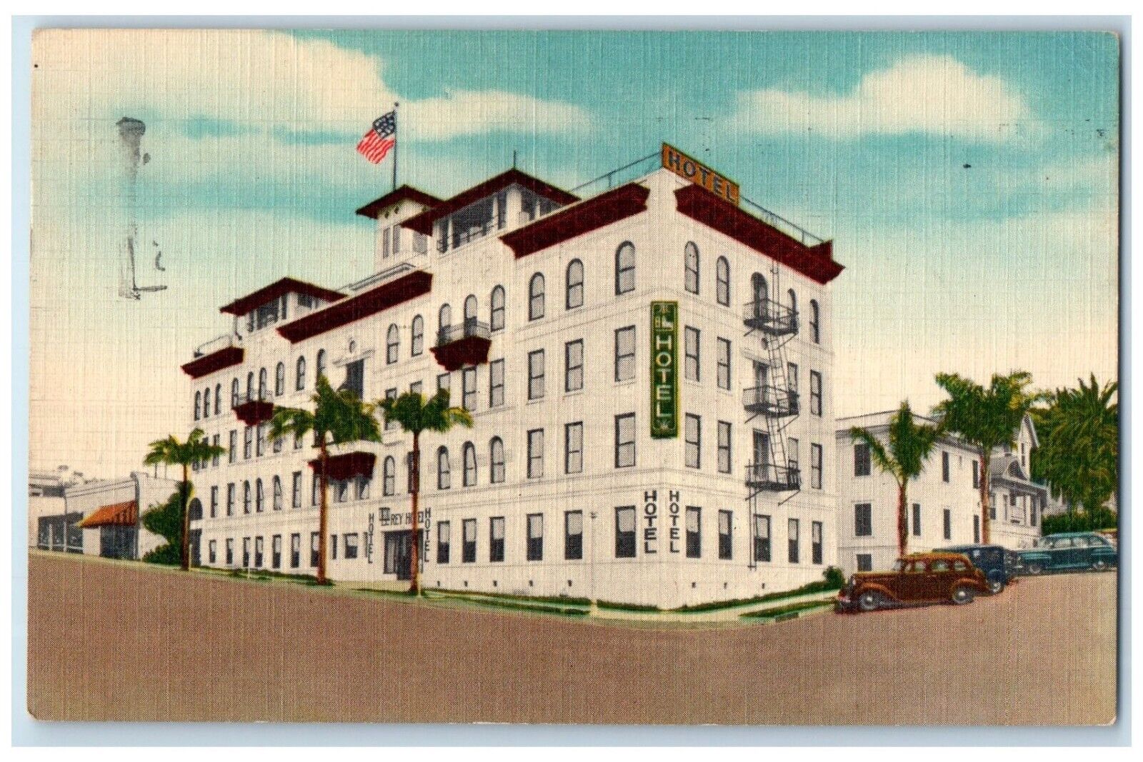 1955 El Rey Hotel Fifth Avenue Apartments Hotel San Diego California CA Postcard