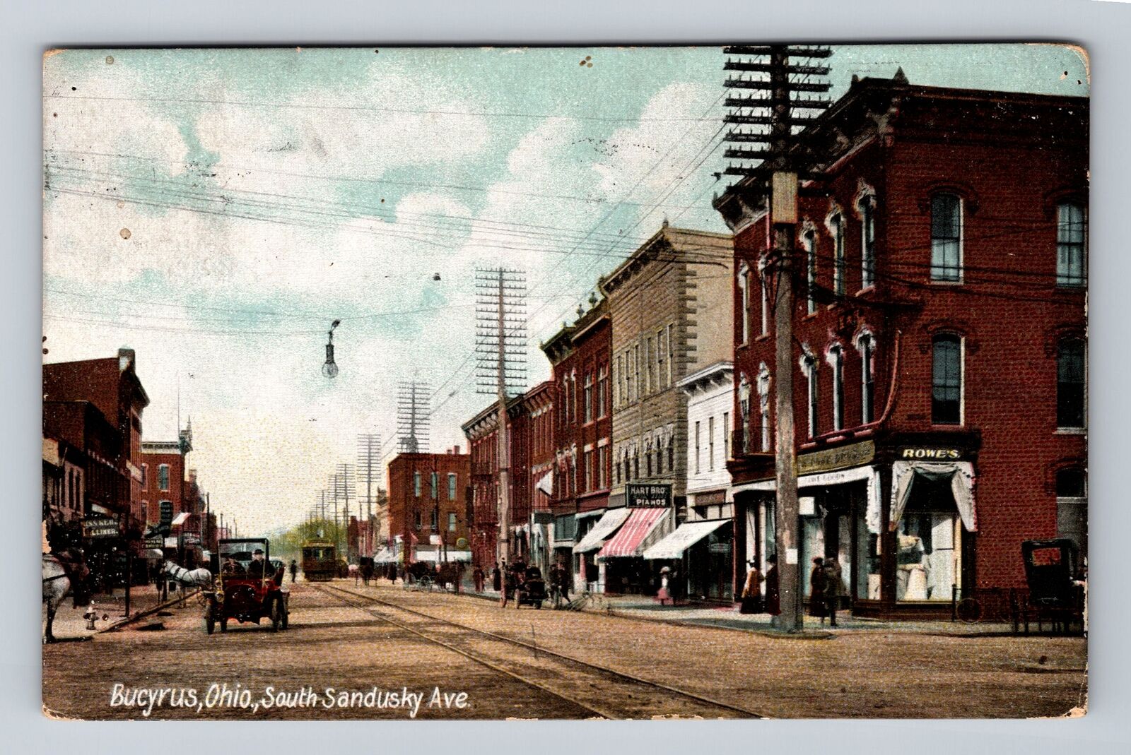 Bucyrus OH-Ohio, Business District South Sandusky Avenue Vintage c1909 Postcard