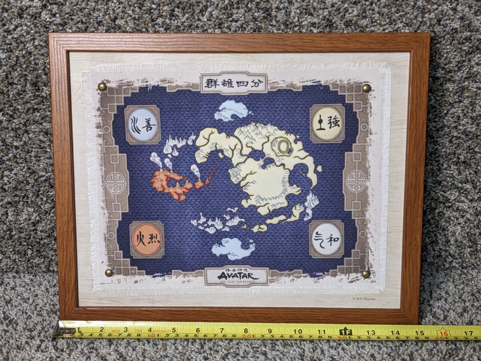 Avatar: The Last Airbender Four Nations Framed Wall Map Art NEW Nickelodeon