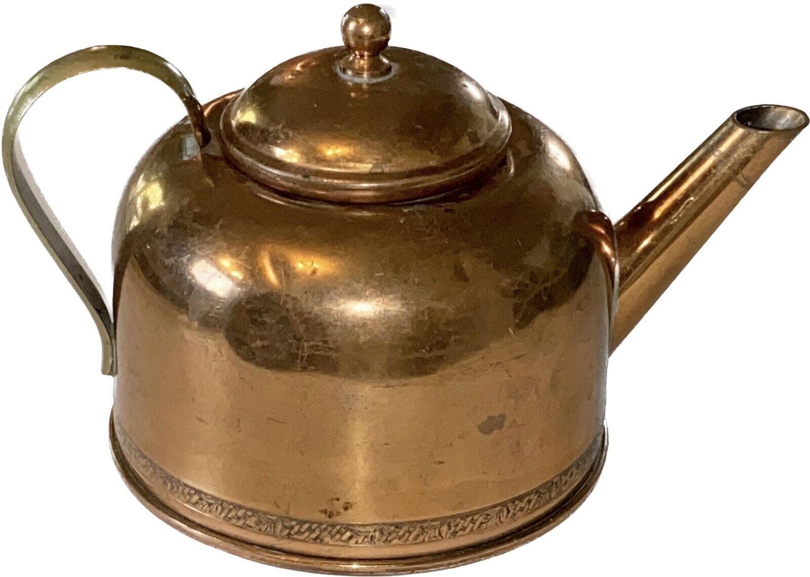 Antique Primitive American Copper Tea Kettle 6” Tall