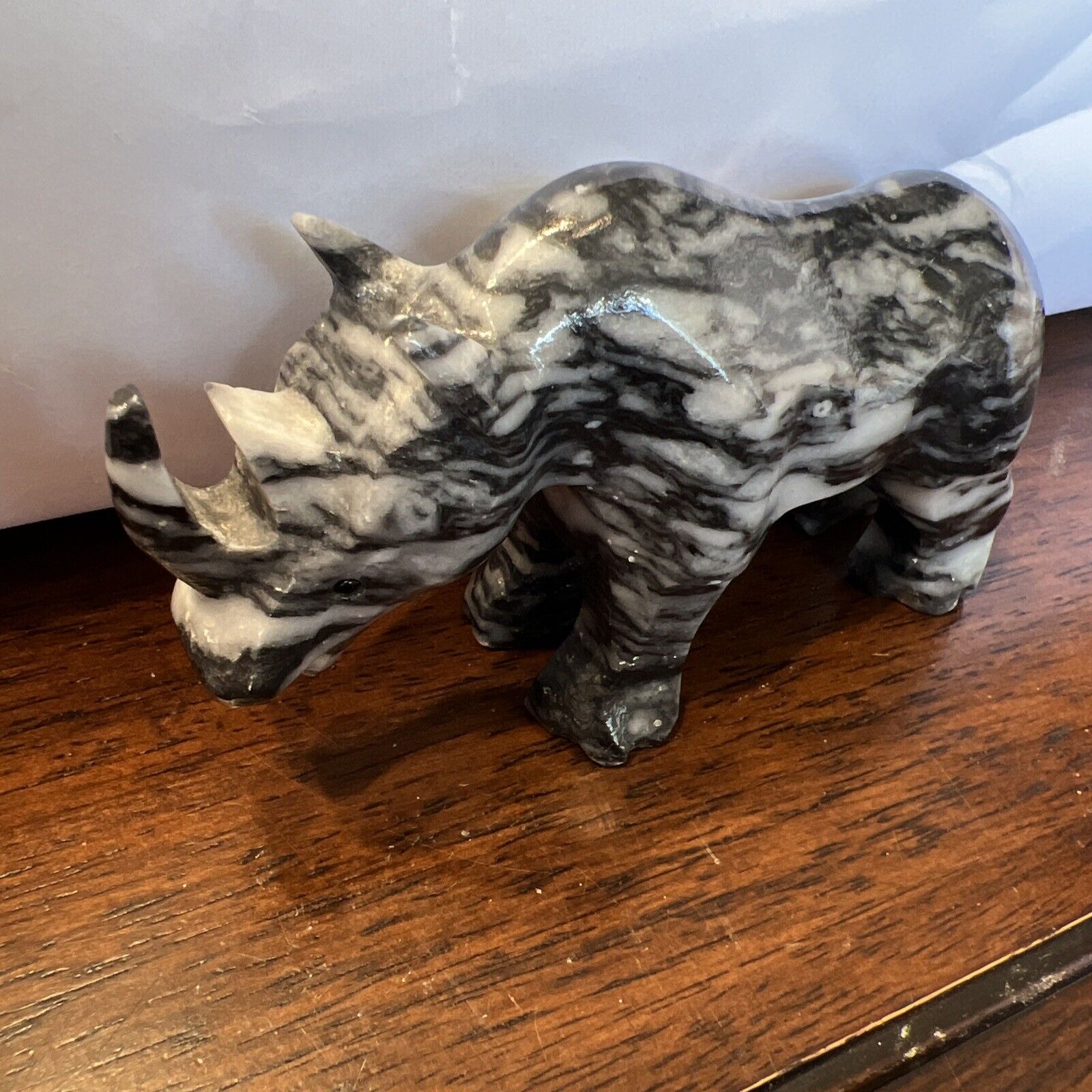 Carved Stone Rhinoceros. Beautiful, Polished, Realistic Design
