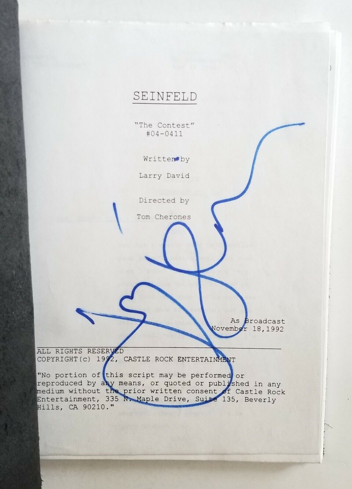 Jerry Seinfeld REAL SIGNED The Contest Leather Bound Collectors Script JSA COA
