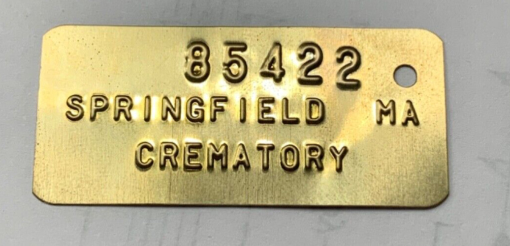 Vintage Ballard Crematory Springfield MA Funeral Toe Tag Token