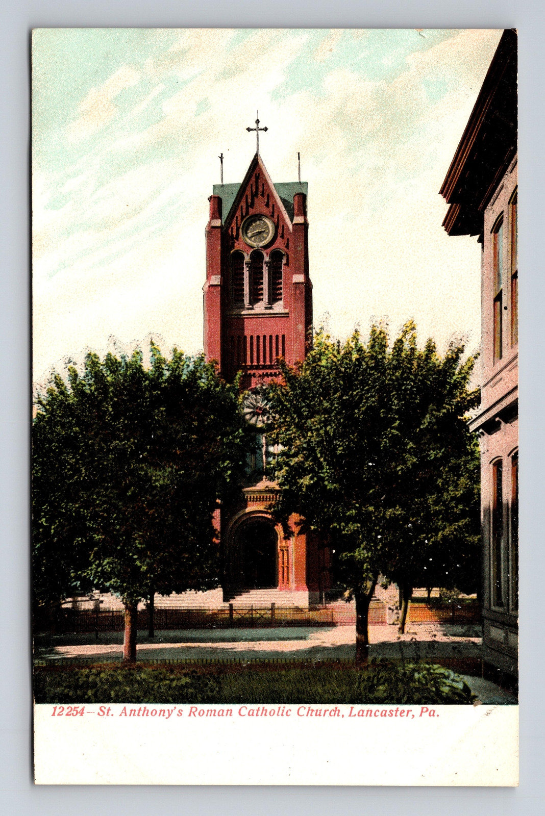 UDB Postcard Lancaster PA Pennsylvania St. Anthony's Roman Cathic Church