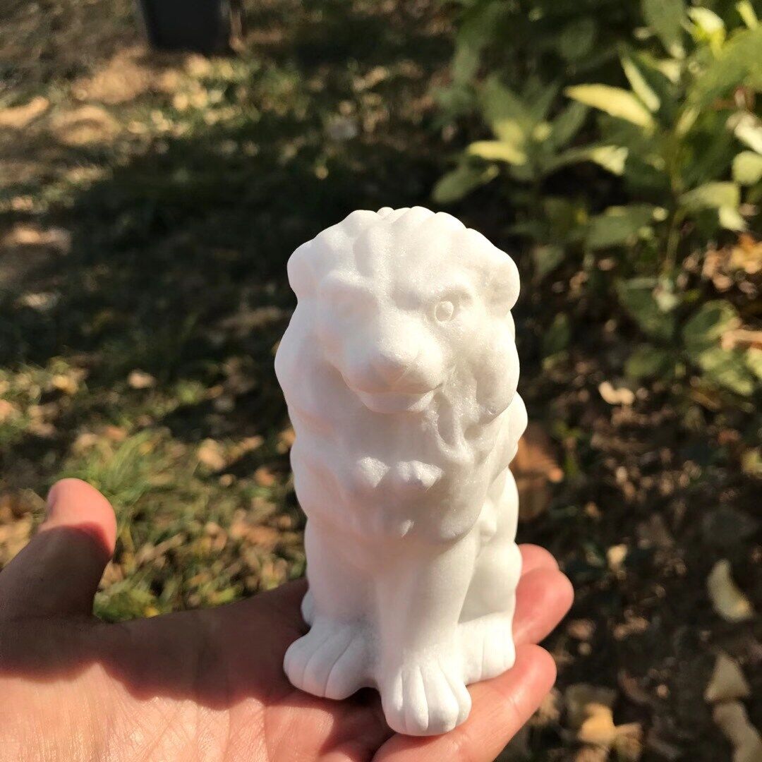 Natural The Lion 🦁️ (White marble) quartz carving crystal Reiki Random 1PC