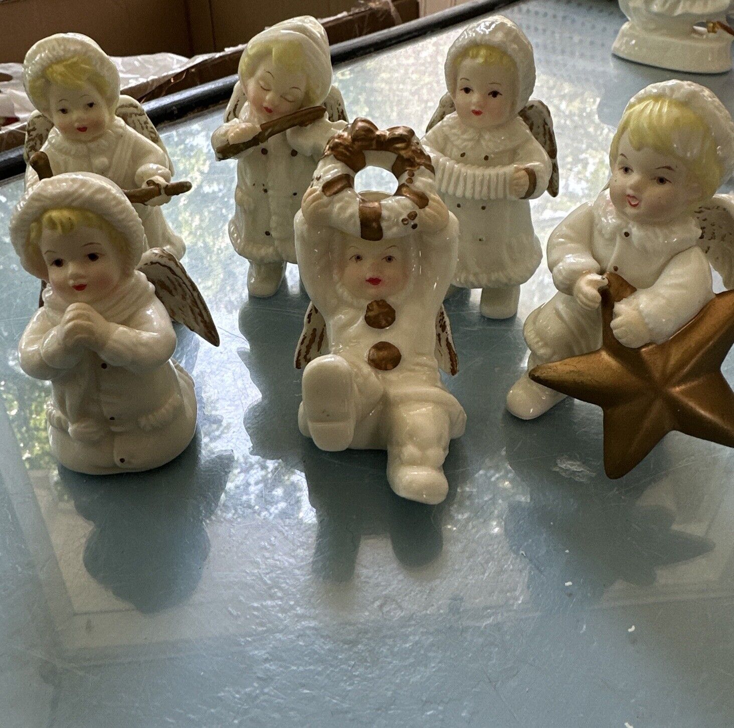 Set of 6 Noel Grandeur Angels Christmas Porcelain Figurines