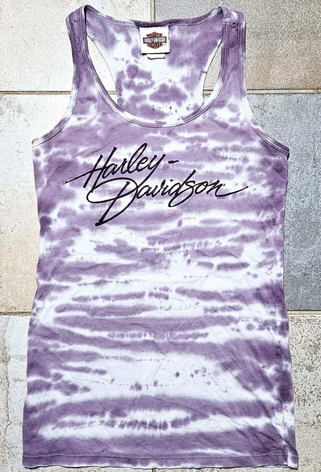 Women\'s Harley Davidson Tie Dye Tank Top Small Cotton Purple Logo