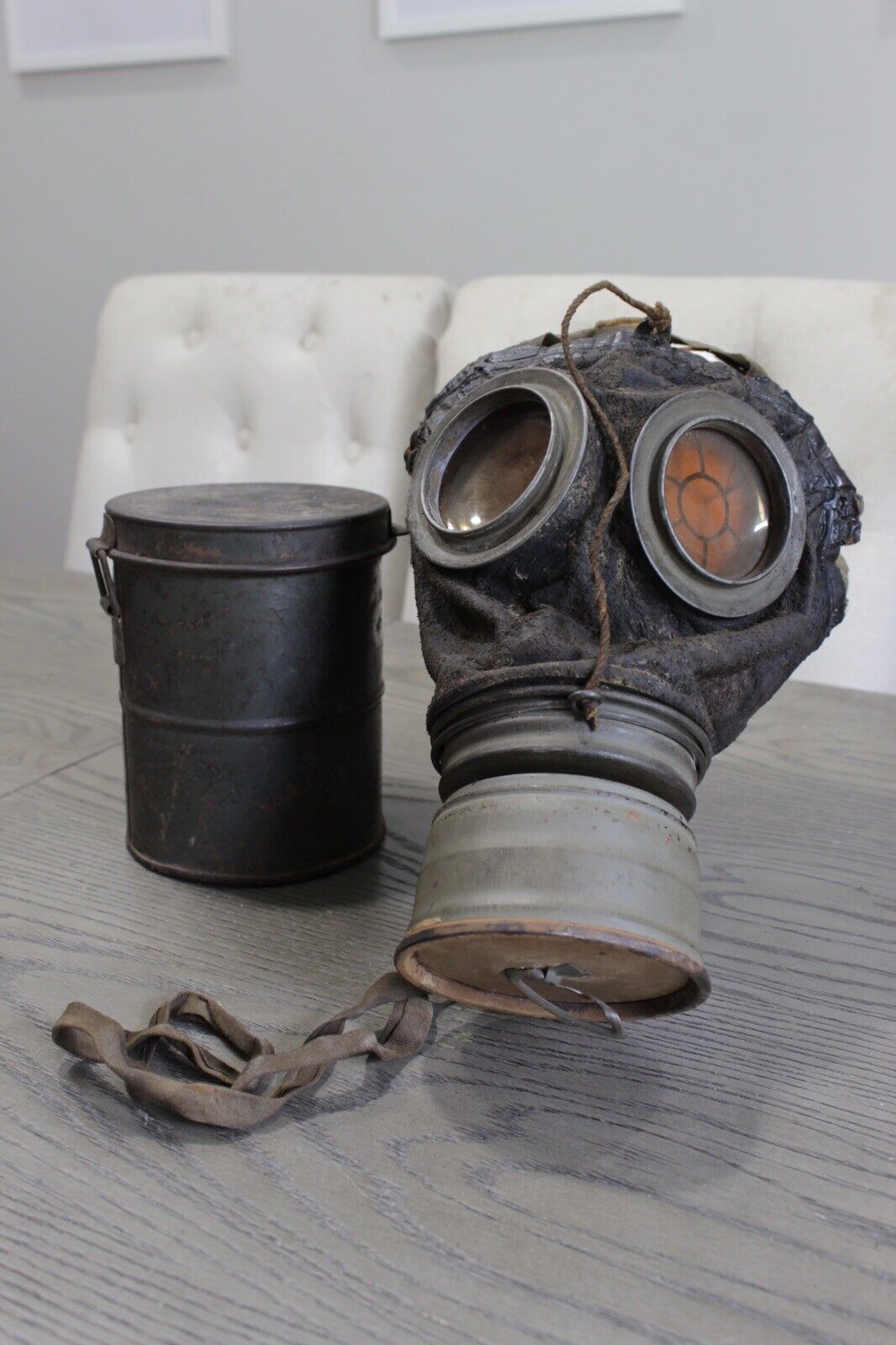 WWI German Gas Mask + Canister Model 1917 Rare Imperial Germany WW1