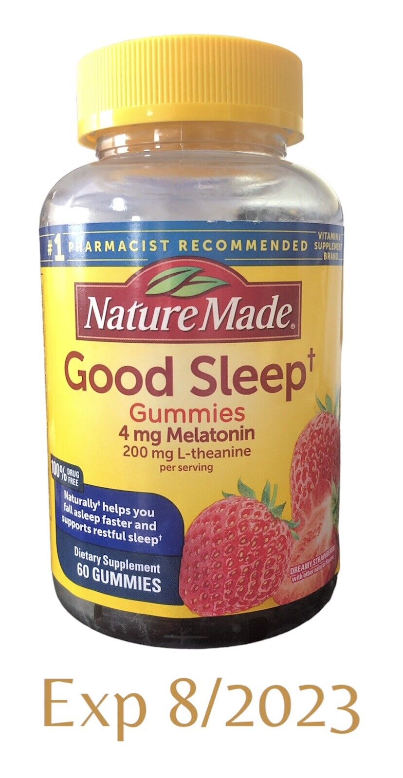 Nature Made Good Sleep Gummies + 4 Mg Melatonin + 200 Mg L-Theanine 8/2023 Seal