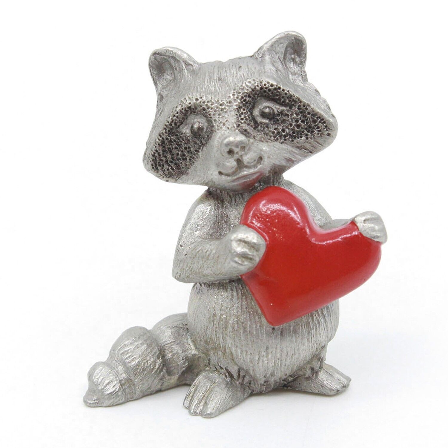 Spoontiques PEWTER Raccoon Holding Heart - 1.5\