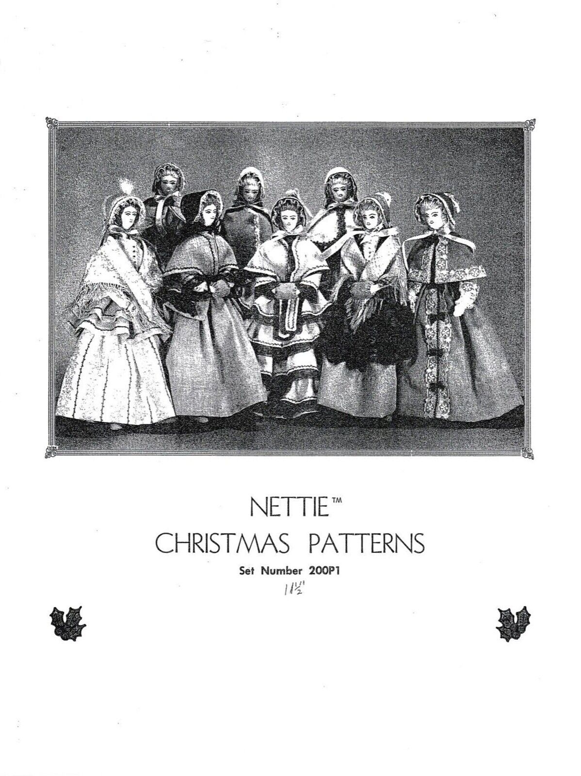 Vintage Nettie Christmas Winter 1865 Dresses and Hats with Cloth Doll
