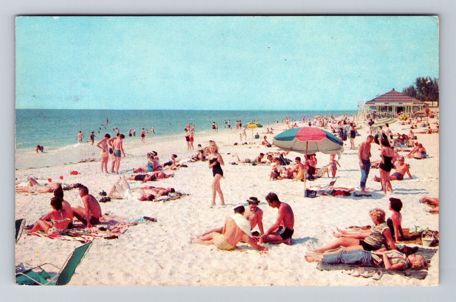 Clearwater Beach FL-Florida, Scenic Beach Sunbathing, Antique Vintage Postcard