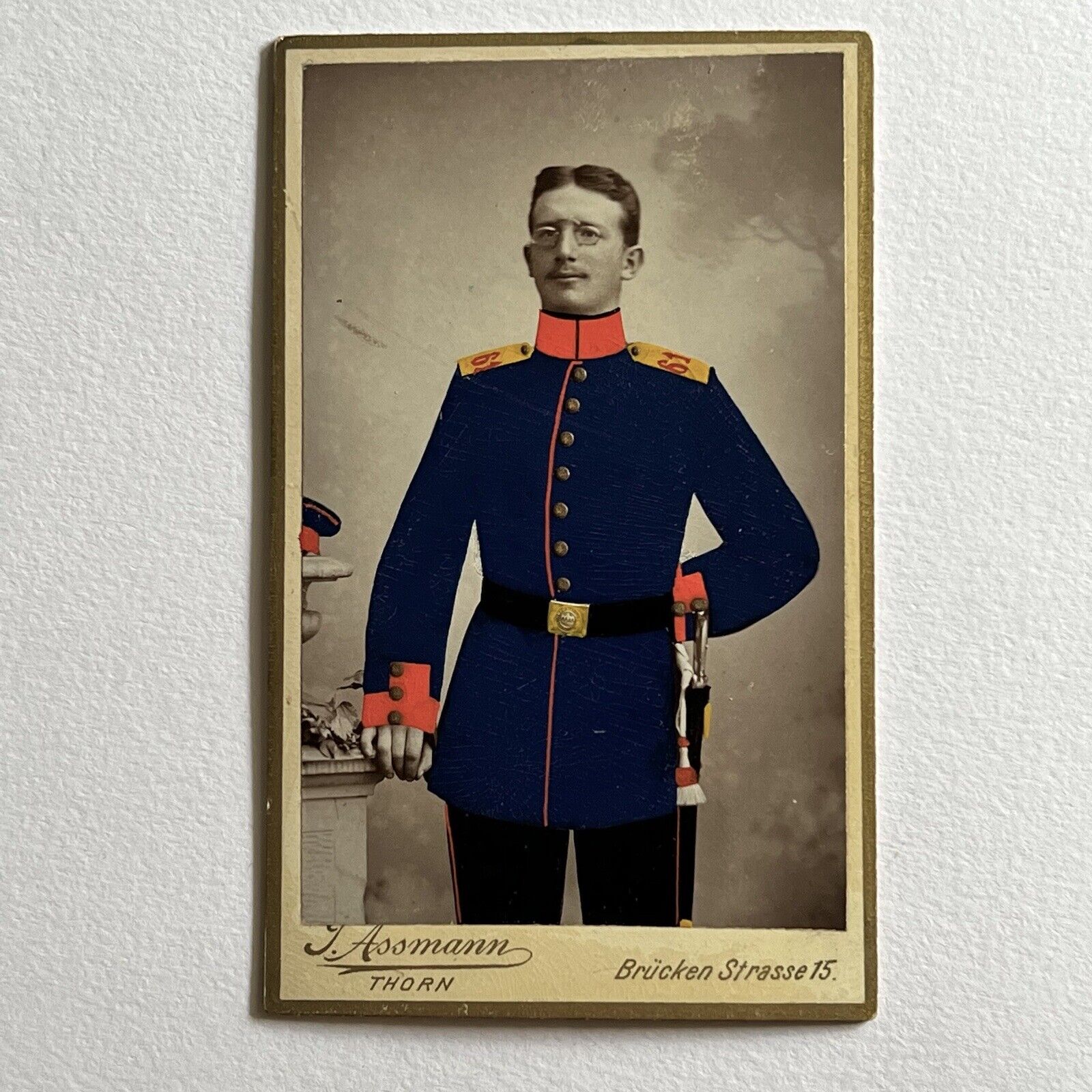 Antique CDV Photograph Dapper Distinguished Military Man 61st Germany Tinted