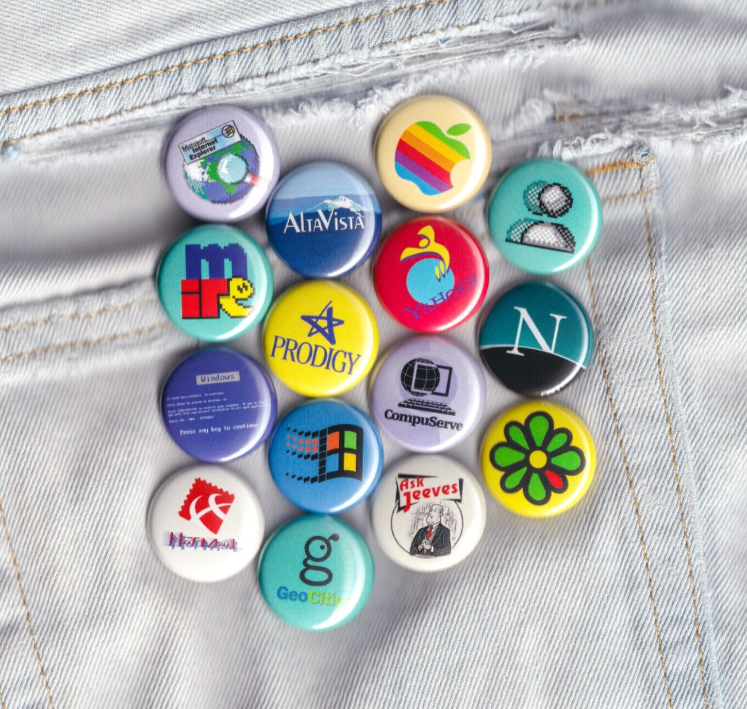 Early Internet Classic Webcore '80s/'90s - Set of (15) 1” Buttons -FREE SHIPPING