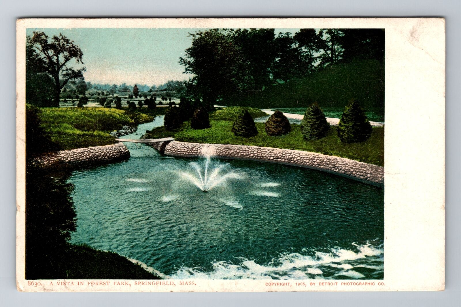 Springfield, MA-Massachusetts, Forest Park Vista c1905 Souvenir Vintage Postcard