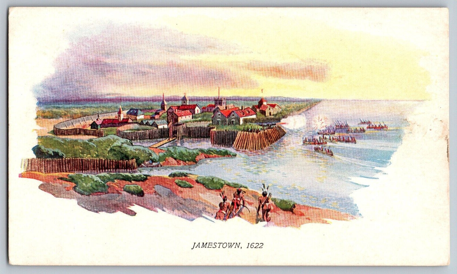 Jamestown First Permanent English Settlement in 1607 - Vintage Postcard