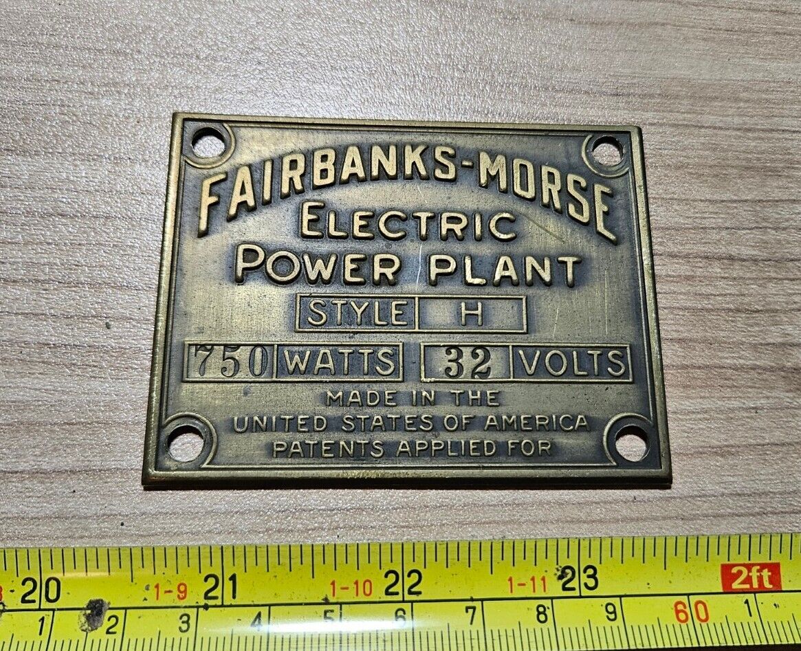 Vintage Fairbanks Morse Electric Power Plant Advertising Brass? Sign 