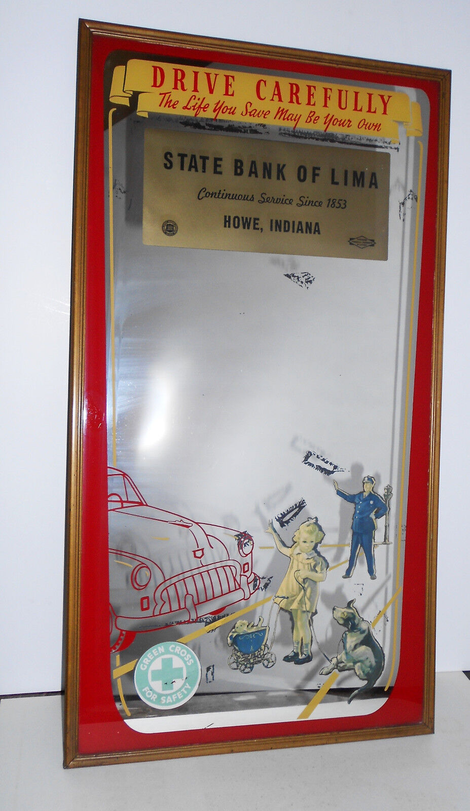 ORIGINAL ADVERTISING  MIRROR 1941 STATE BANK OF LIMA \