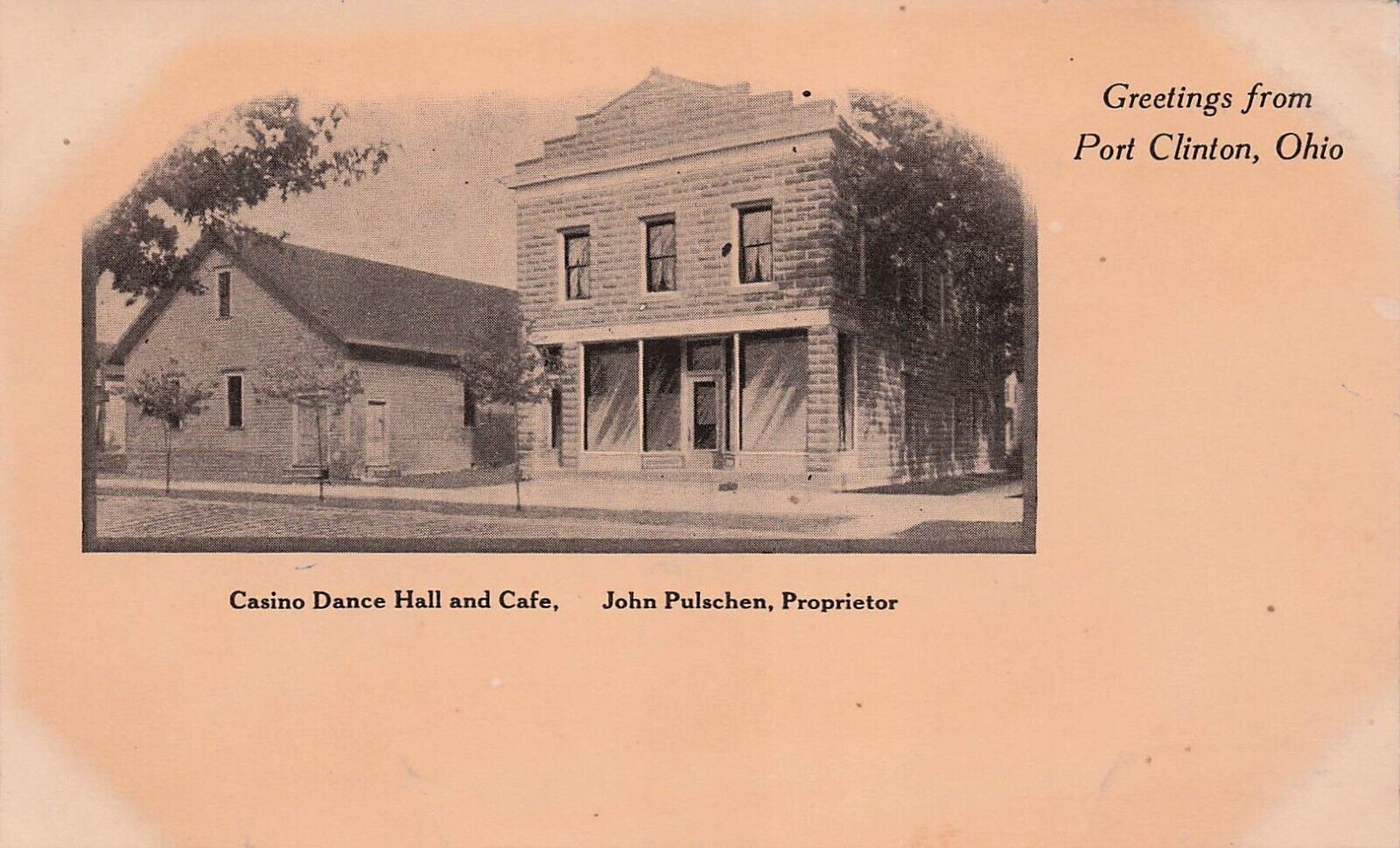 Port Clinton Ohio Casino Dance Hall Cafe Main Street John Pulschen Postcard E10