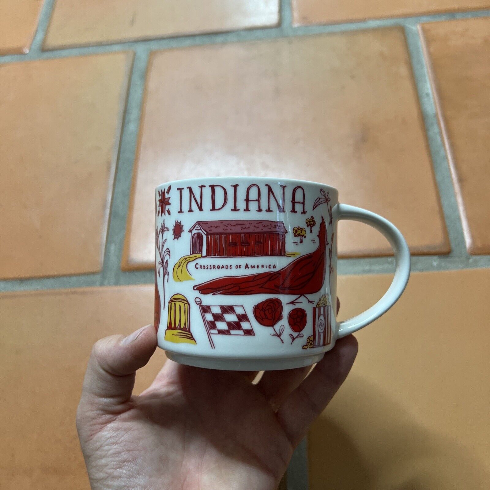 Starbucks Indiana Ceramic Mug Been There Series 14 oz Cup Red 3.5\