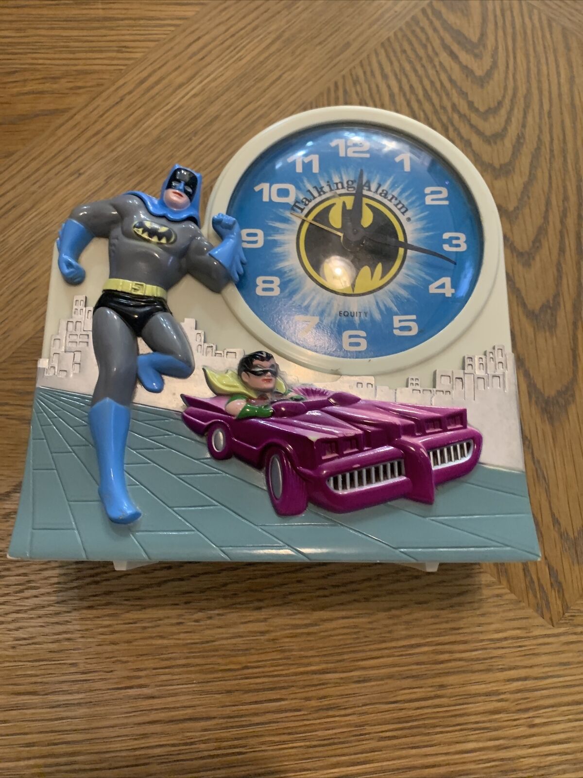 Batman & Robin Janex 1974 Talking Alarm Clock Missing Battery Door & Winding Key