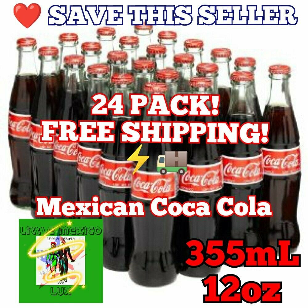24 Pack Mexican Coca-Cola Cane Sugar Import Glass Bottles 12oz Coke Hecho Mexico
