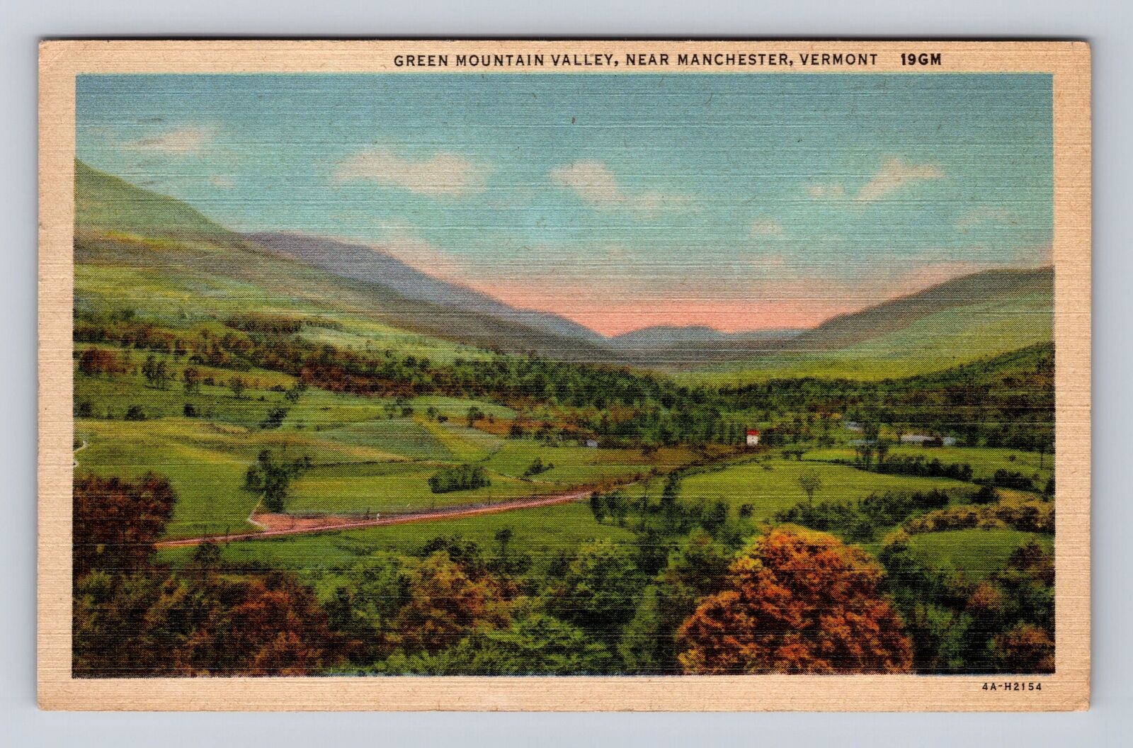 Manchester VT-Vermont, Green Mountain Valley, Vintage c1952 Souvenir Postcard