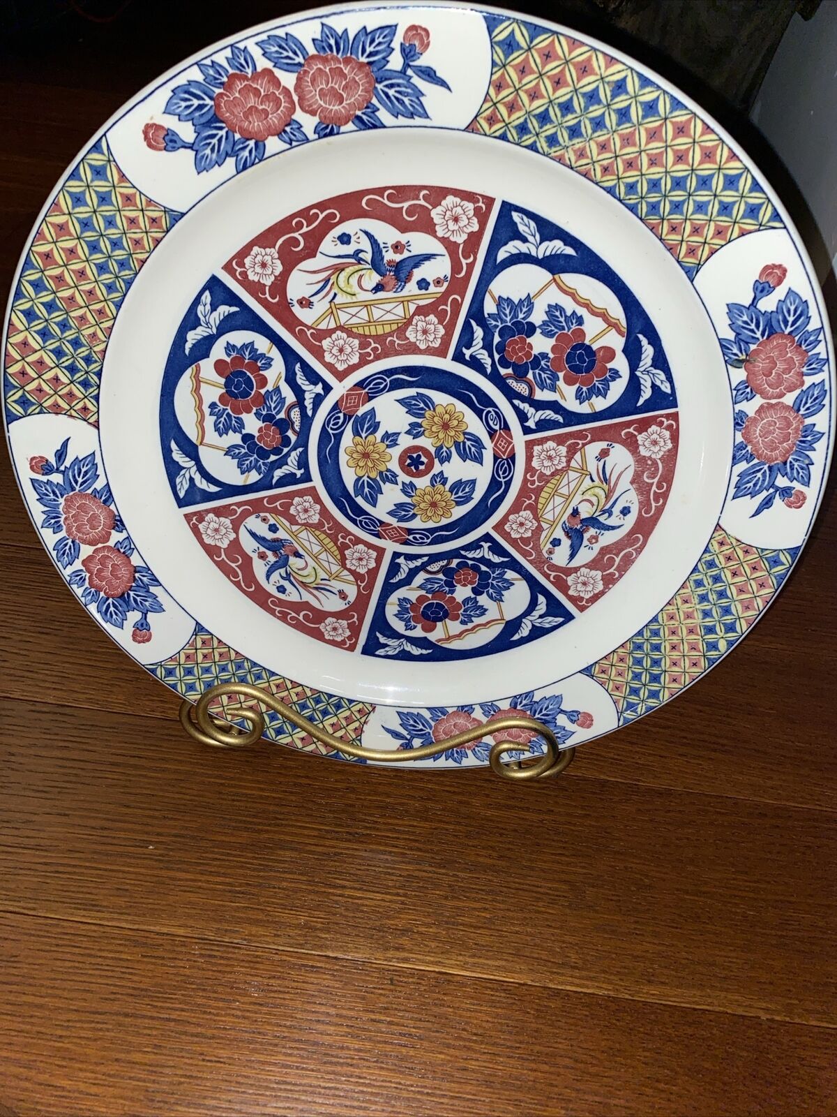 Large Floral Asian Plate 14”