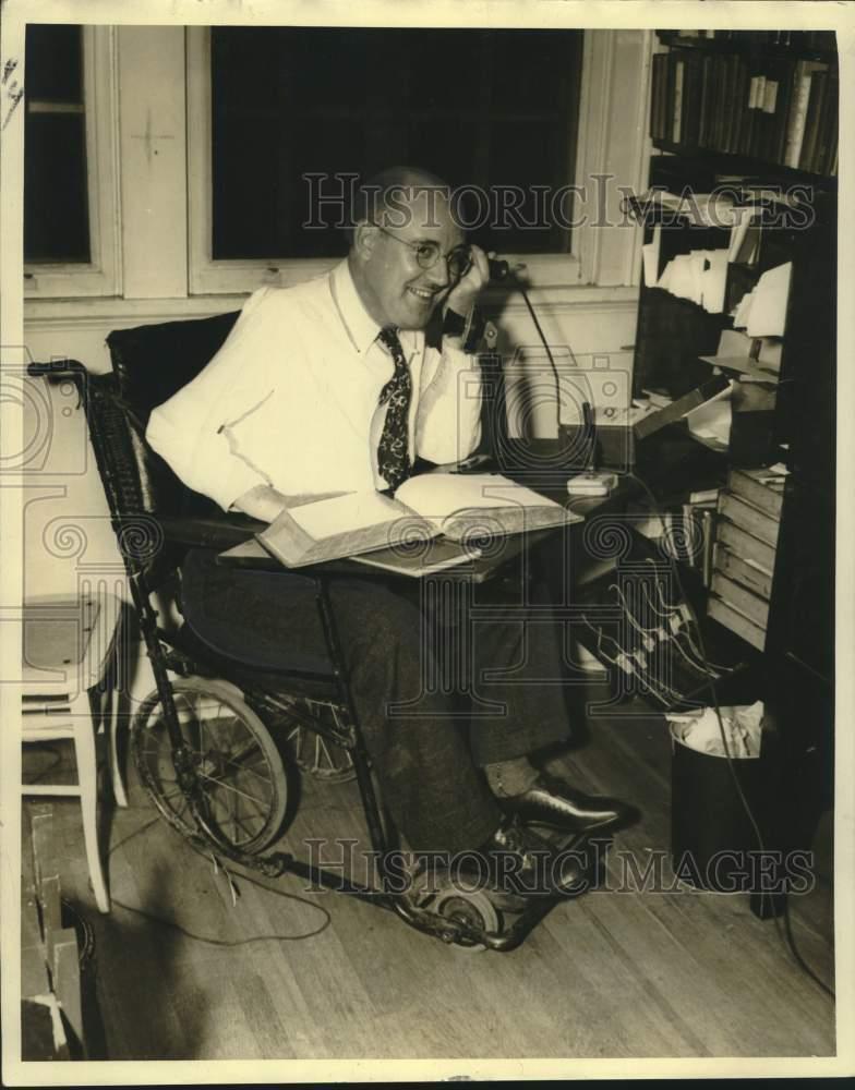1937 Press Photo Infantile Paralysis Patient Elmer H. Gillespie, New Orleans