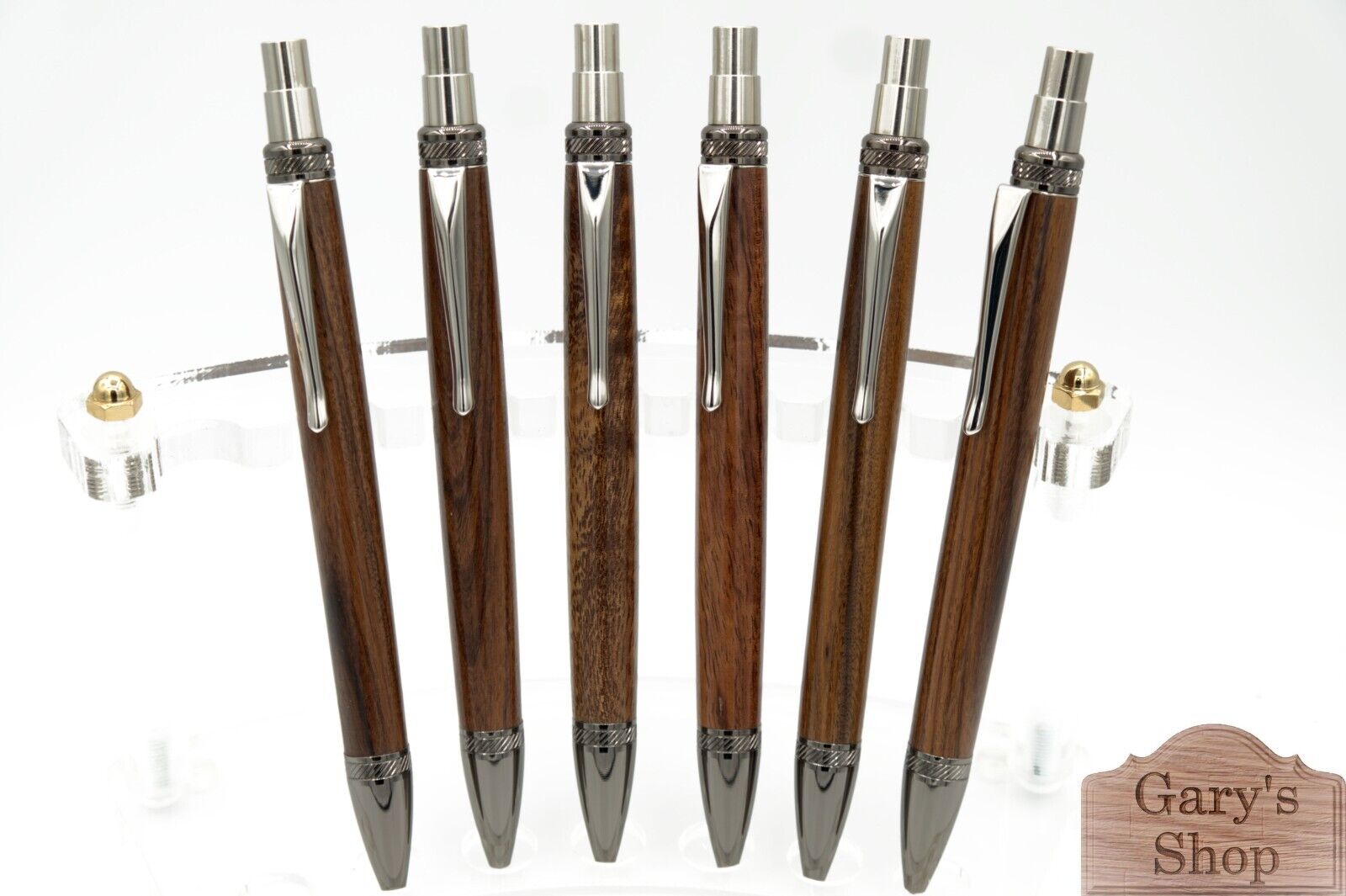 Bolivian Rosewood Pen with Blade Button Click Ballpoint Pen in Gunmetal Nickel