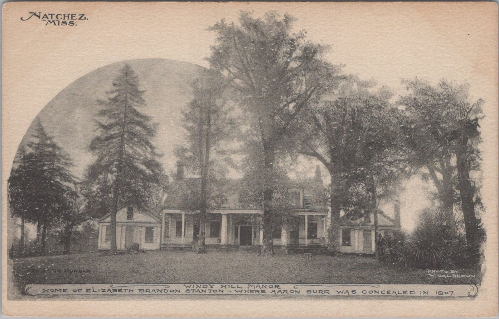 Windy Hill Manor, Natchez Mississippi Albertype Unposted Postcard