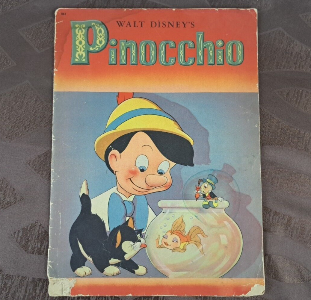 1940 Walt Disney\'s PINOCCHIO Large Format Movie Adaptation Storybook Full Color