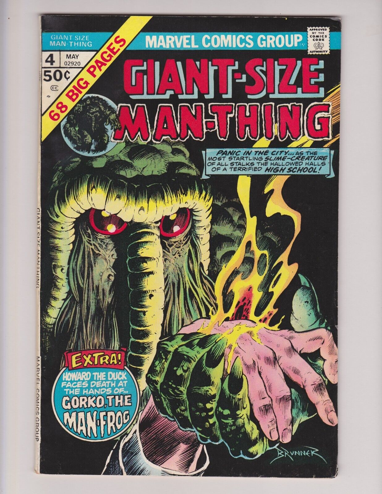 GIANT SIZE MAN THING #4 MARVEL 1975 EARLY HOWARD THE DUCK APPEARANCE BRUNNER ART