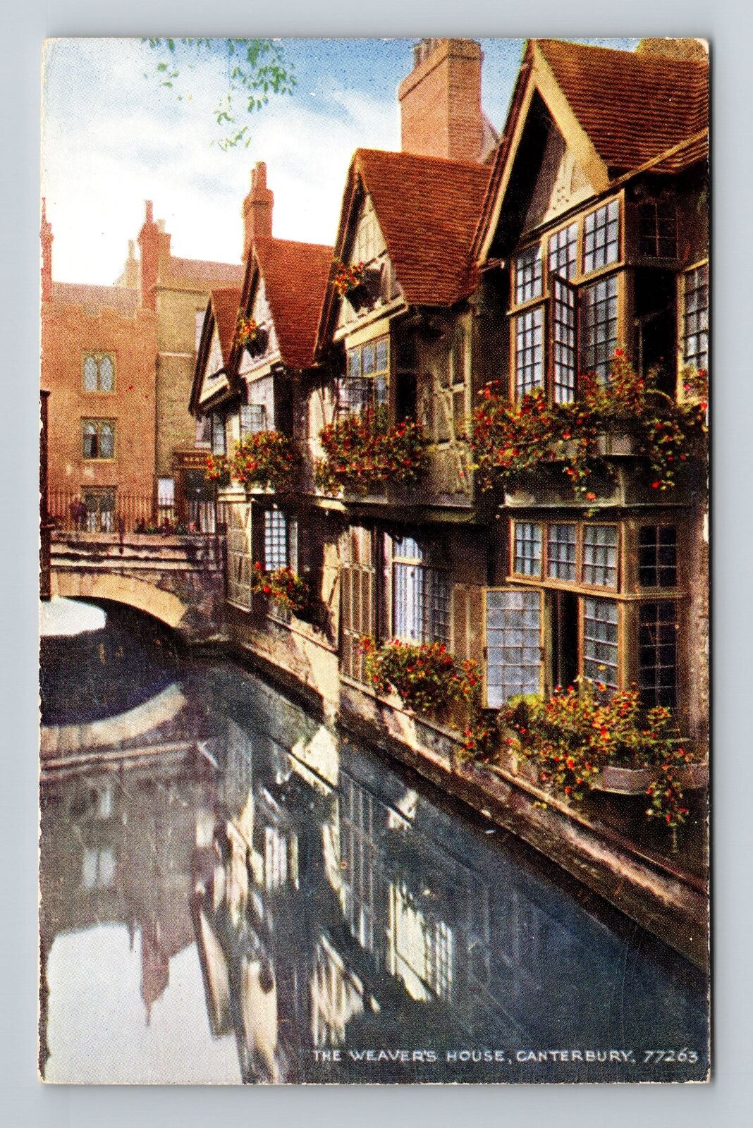 Canterbury-England, The Weaver\'s House, Street View, Vintage Postcard