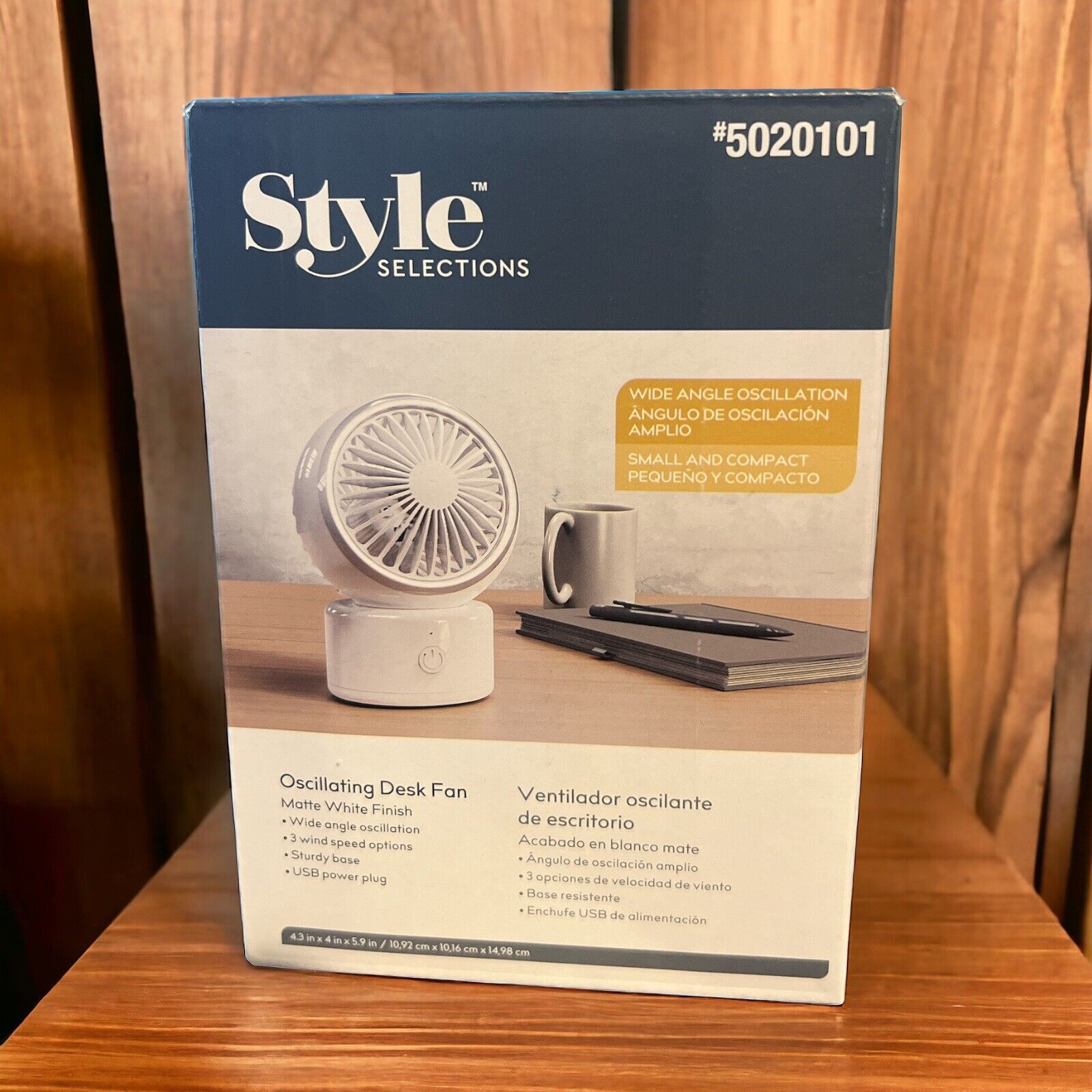 Style Selections 5020101 3 Speed Oscillating Desk Fan USB Powered Ships Free