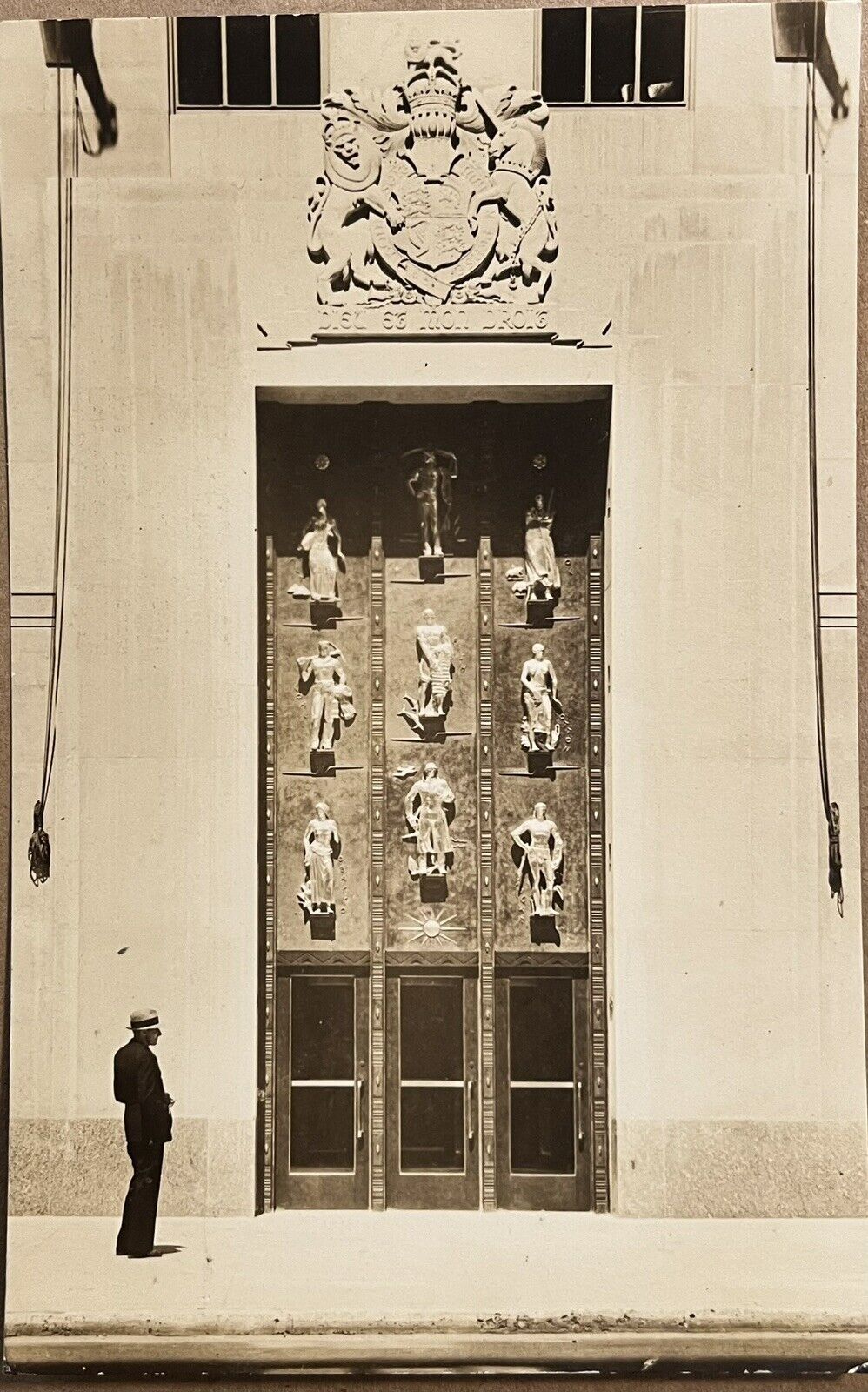 RPPC New York City Rockefeller Center Entrance Real Photo Postcard c1930