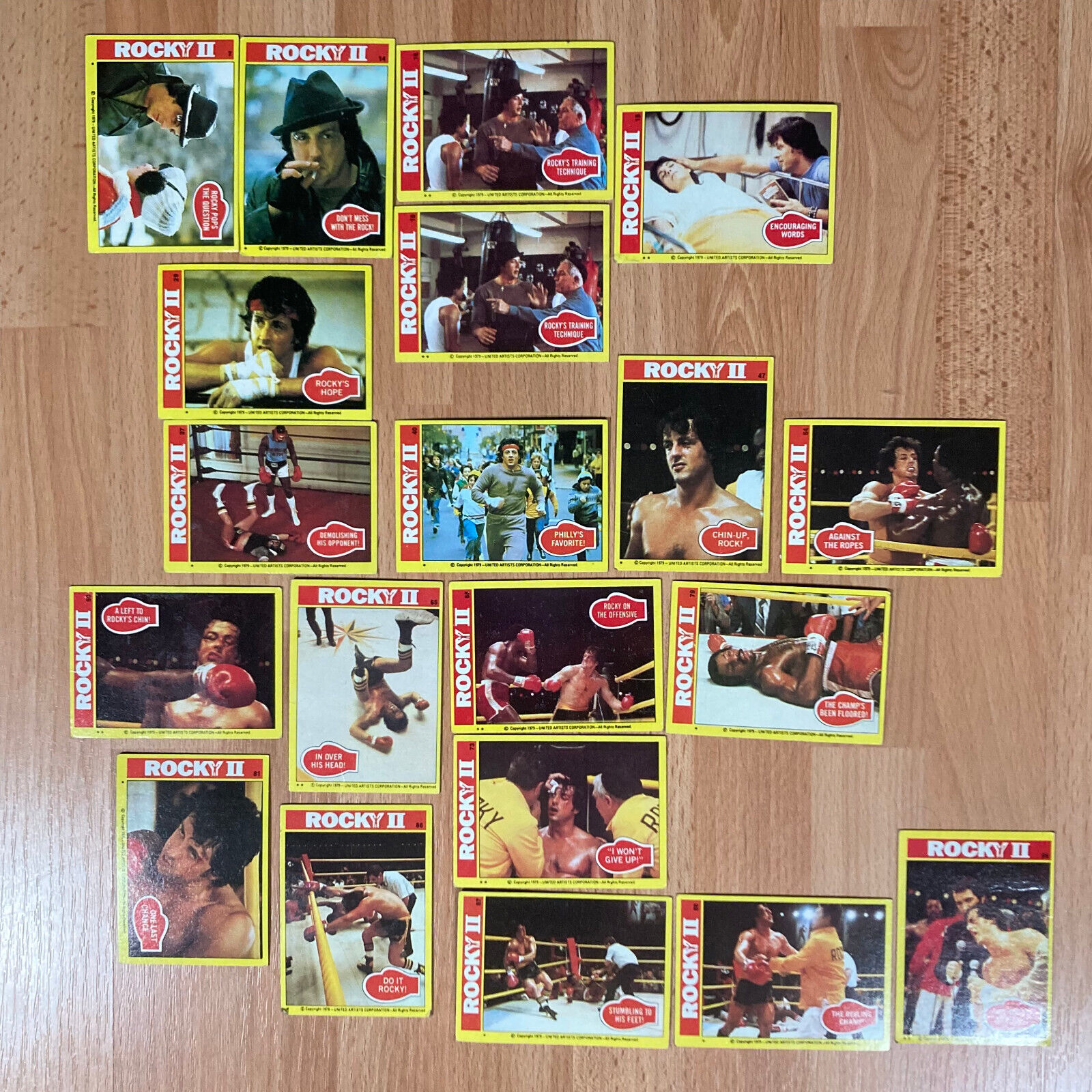 Vintage Set of 20 Rocky II Movie Trading Cards (1979)  EUC • Stallone