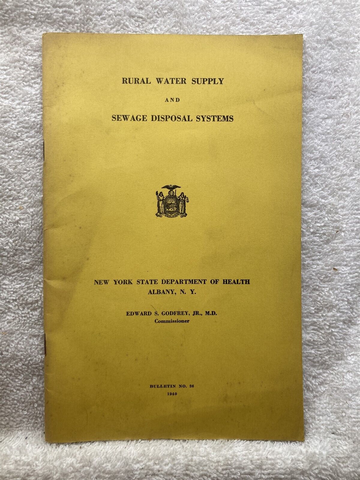 1940 New York State Department of Health Rural Water Supply Sewage Disposal Vtg