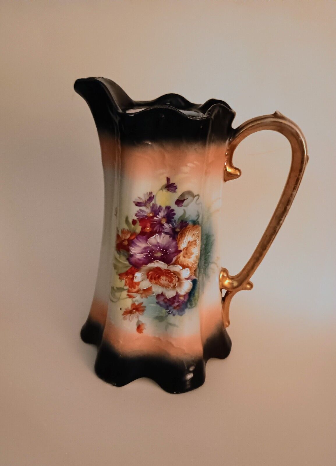 Vintage 1900s Flower Vase Pitcher Hand Painted In Victoria Austria No Chips