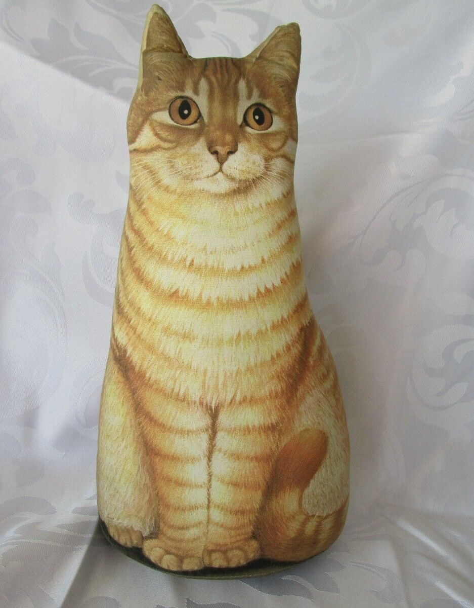 Vintage 90s Lesley Anne Ivory Toy Works Orange Tabby Cat Weighted Plush Doorstop