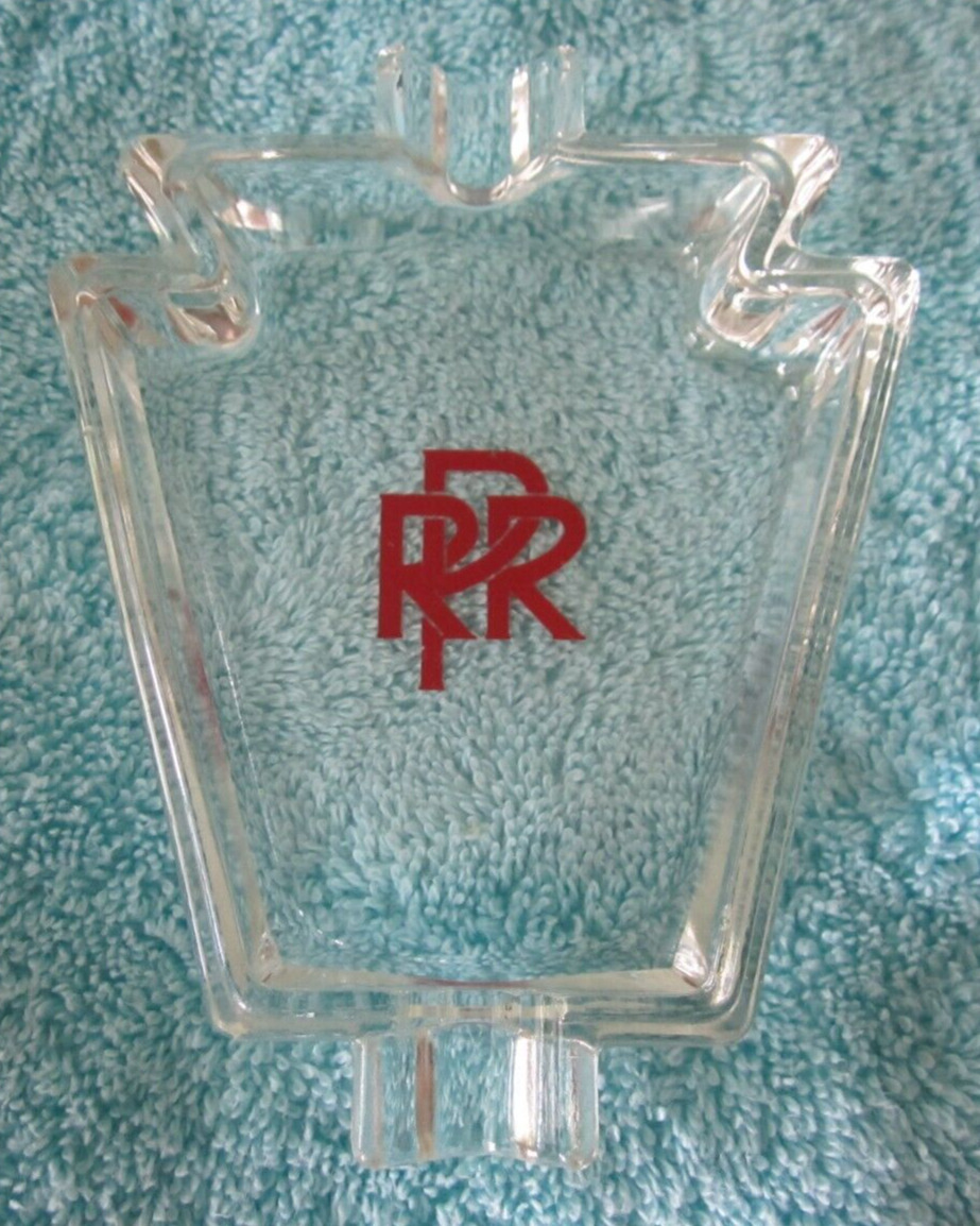 Vintage Pennsylvania Railroad PRR Clear Glass Ashtray Keystone ShapedAdvertising