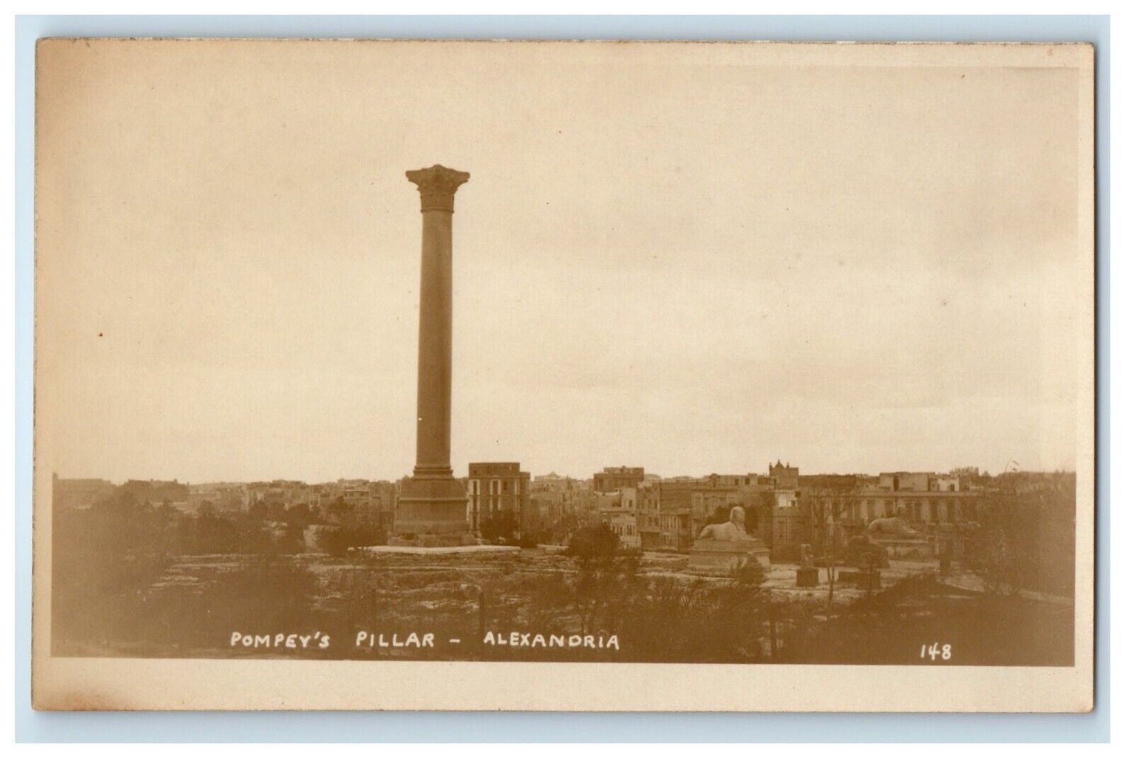 c1920\'s Bird\'s Eye View Of Pompey\'s Pillar Alexandria Egypt RPPC Photo Postcard