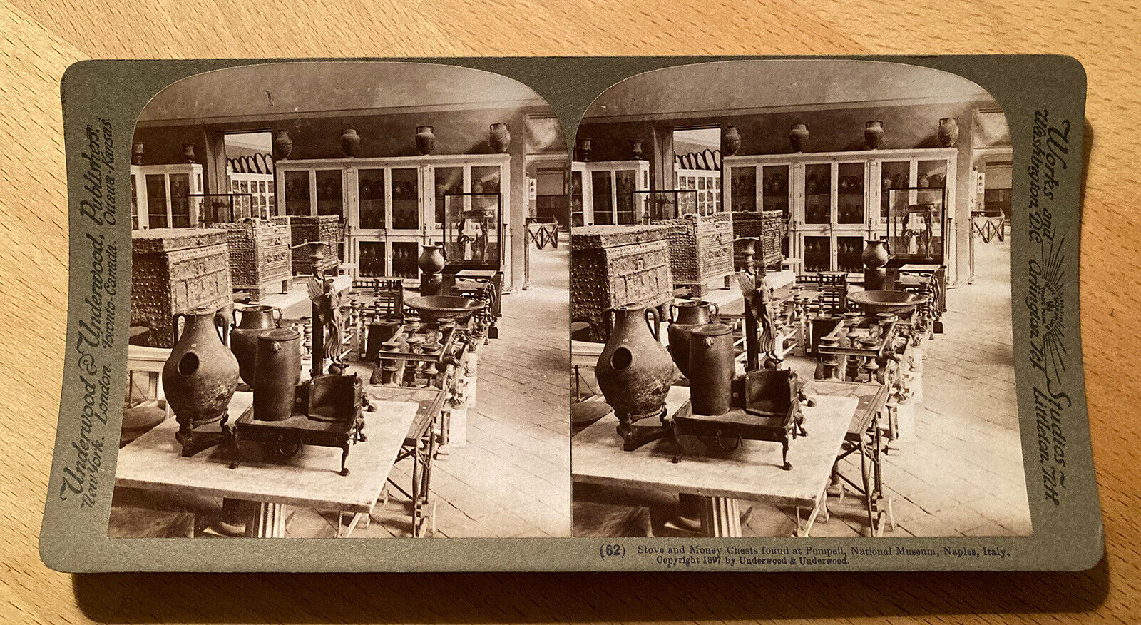 Pompeii Stove and Money Chests, National Museum, Naples, Italy, 1897, Stereoview